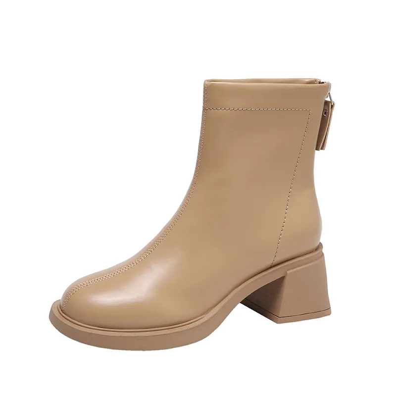 2023 autumn winter new ankle boots for women high heel chunky platform shoes fashion sexy Square Toe Female Platform Shoes