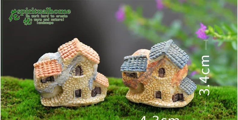 1pcs Resin Tropical Little House Villa Micro-landscape Miniatures Decoration Accessories House Fairy Garden Home Accessories