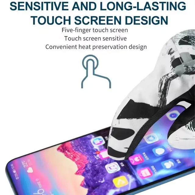 قفازات تزلج سميكة مطبوعة على الجدران للجنسين في الهواء الطلق لركوب الدراجات الرياضية قفازات صوف دافئة دراجة كهربائية ركوب الدراجات قفازات رياضية للعمل 2