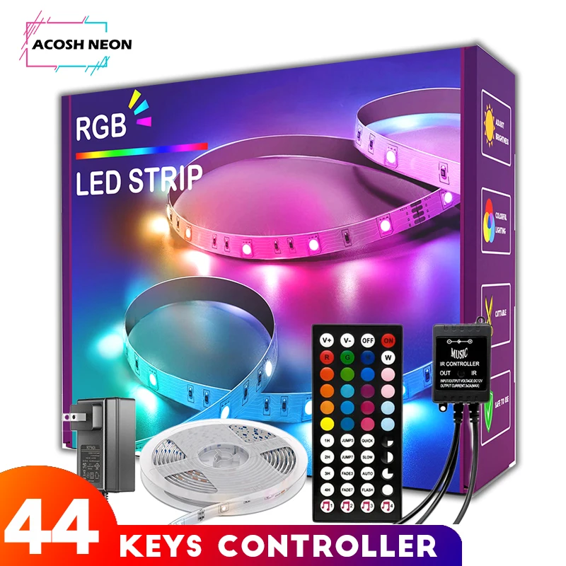 Music Sync RGB LED Strip Lights With 44keys Remote Control 5050 20m 64.5ft flexible led strip lights for bedroom room decoration