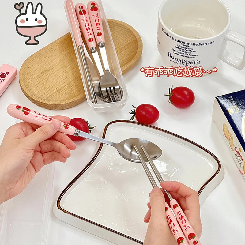 Description Picture 5 of itemSpoon Fork Chopstick Cutlery Set Portable Dinnerware Kit Lunch Tableware with Box Set Stainless Steel Kitchen Bar Accessories