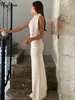 Hugcitar Fashion Solid O Neck Sleeveless Patchwork Sexy Bodycon Maxi Prom Dress Summer Women Clothes Party Festival Club Y2K 2