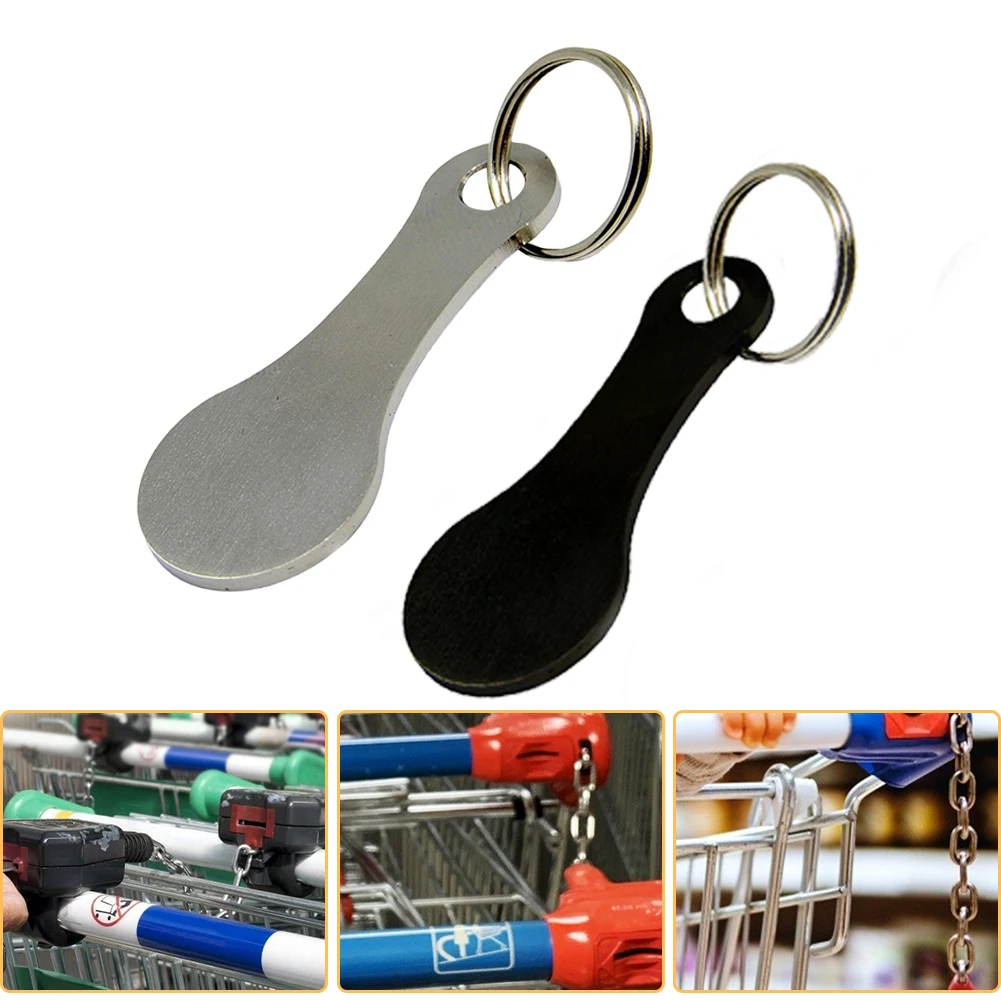 2Pcs Metal Key Ring Shopping Trolley Tokens Stainless Steel Keyring