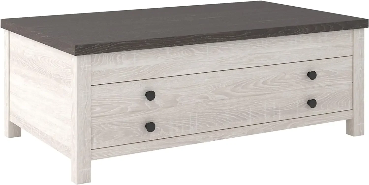 

Dorrinson Farmhouse Lift Top Coffee Table with Storage, Antique White & Brown