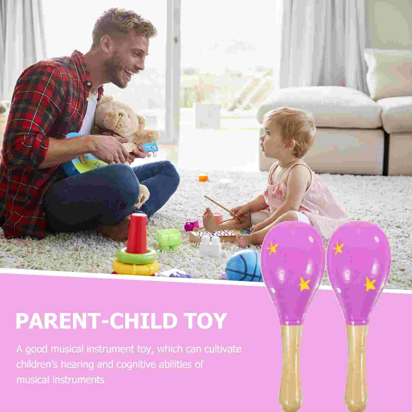 Wooden Maraca Kids Maracas Childrens Toys Musical Instruments Toddler Educational Shaker musical rattles