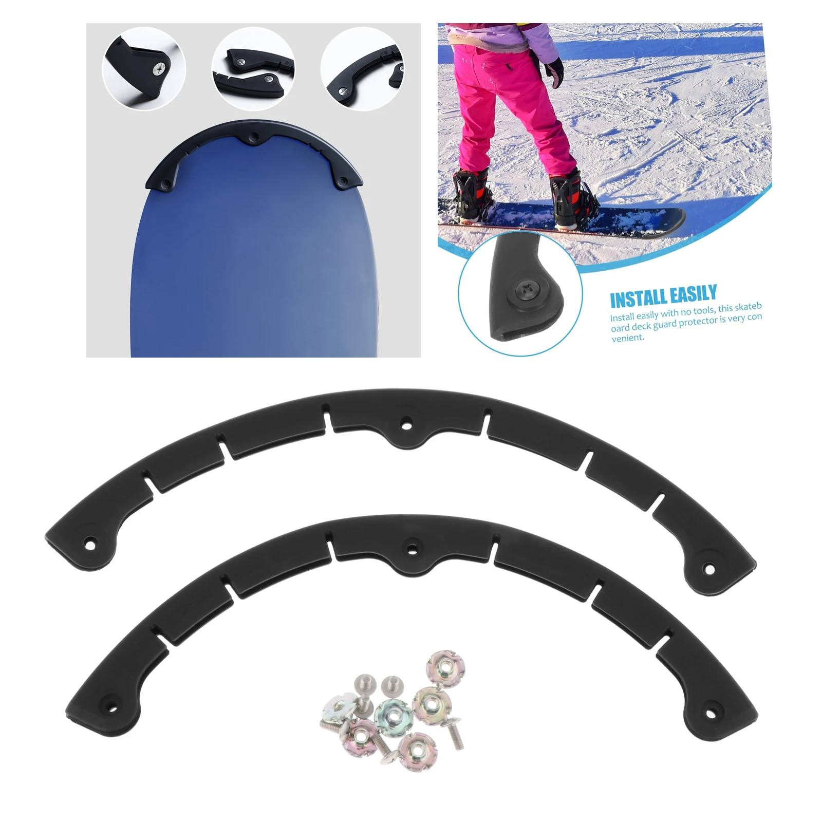 2Pcs Snowboard Protection Strip Edge Protector Skateboard Deck Guard