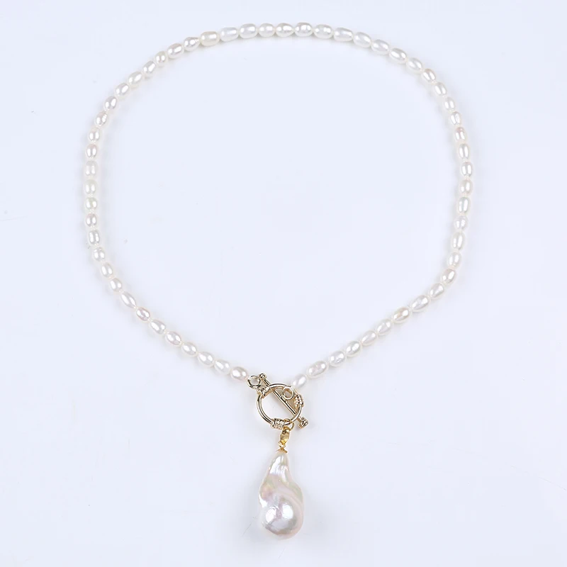 

4-5mm AAA natural white rice pearl real baroque freshwater pearl jewelry necklace