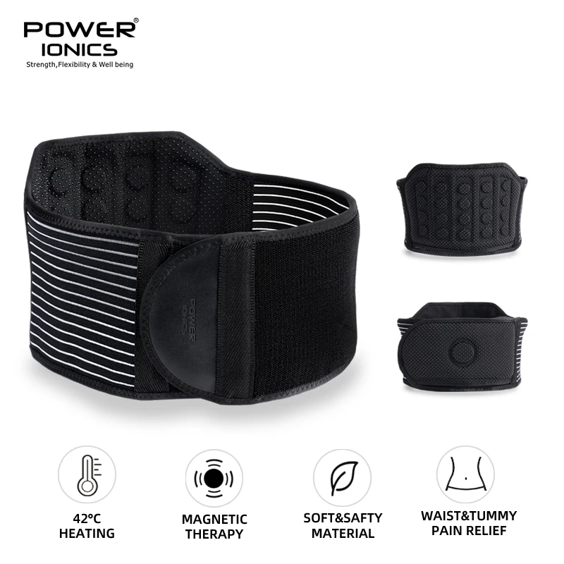 new-power-ionics-soft-safty-self-heating-magnet-massage-adjustable-strap-waist-tummy-pain-relief-brace-support-pad