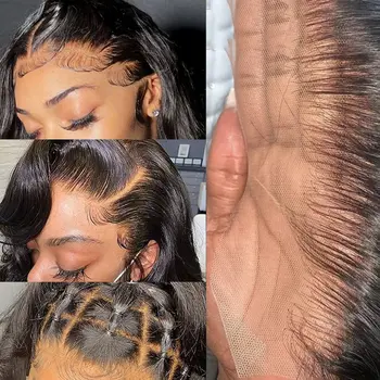 Alternative view of Body Wave Bundles Human Hair with 13x4 HD Lace Frontal 100% Unprcessed Remy Hair Bundles Brazilian Weave 3 Bundles With Closure