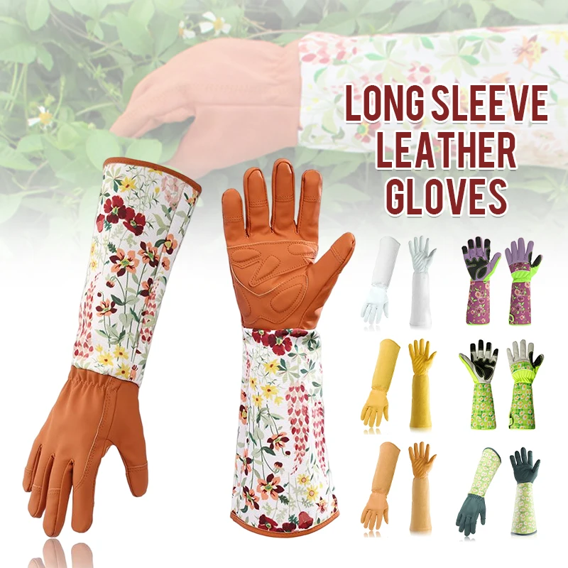 Rose Pruning Garden Long Print Gloves Puncture Resistant Work Glove Hands Protector Waterproof Thickened Durable Trimming Glove