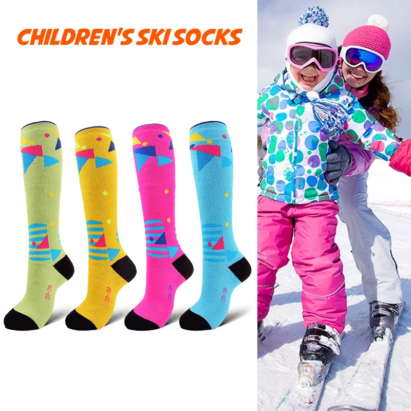 Children's Ski Sock Thickened Winter Insulation Kids Outdoor Snow Sports Snowboarding Cycling Hiking Long Stocking 2 Pairs/lot