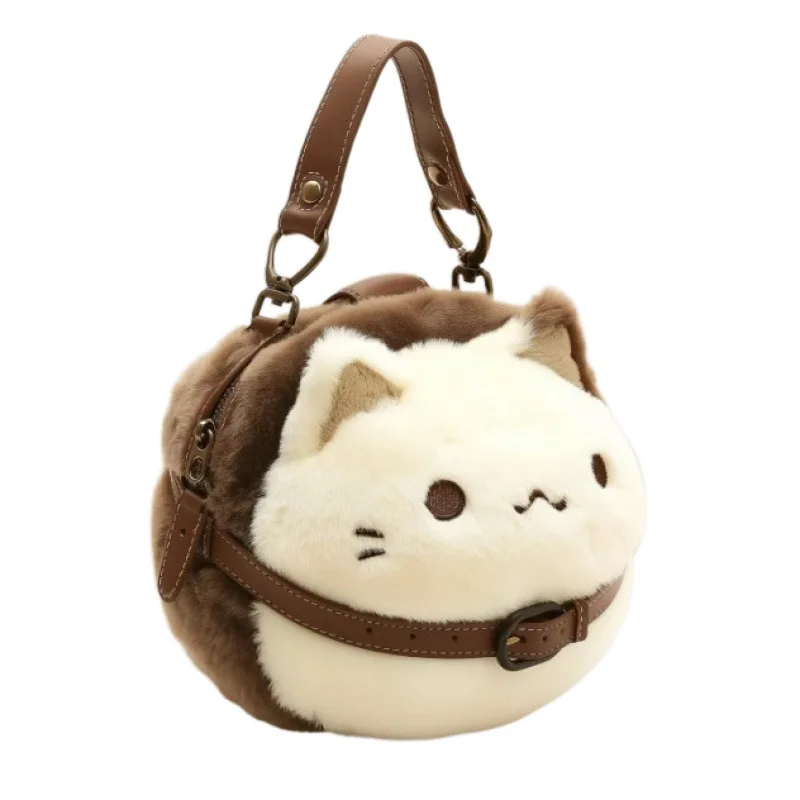 2025 New Cute Cat Plush Small Handbag For Women High Beauty Cartoon Furry Doll Clutch