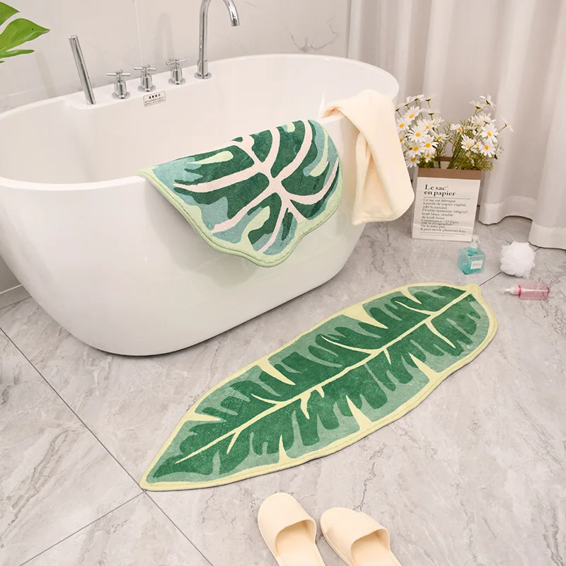 Bath Mat For Bathroom Green Boho Bathroom Rugs Non Slip Cute Leaves Small  Bath Rug Soft Absorbent Washable Carpet For Soft Throw - Bath Mats -  AliExpress