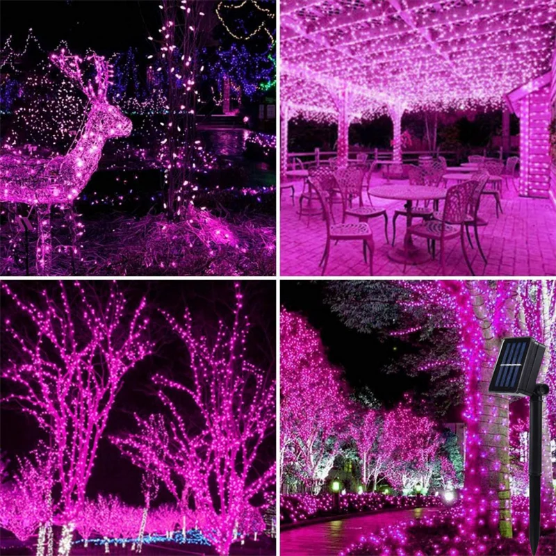 Waterproof Outdoor Solar LED Fairy String Lights - Twinkling Copper Wire for Parties & Garden Decor