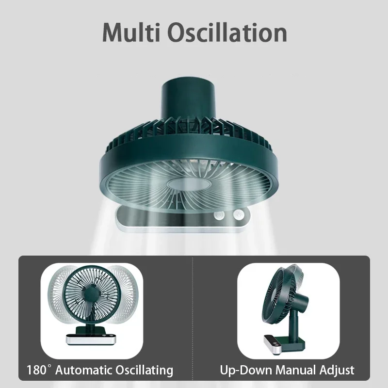 USB Rechargeable Oscillating Desk Fan 4 Speed Settings 5000mAh Mini Table Cooling Fan Adjustable Head Home Office Personal Fan 2