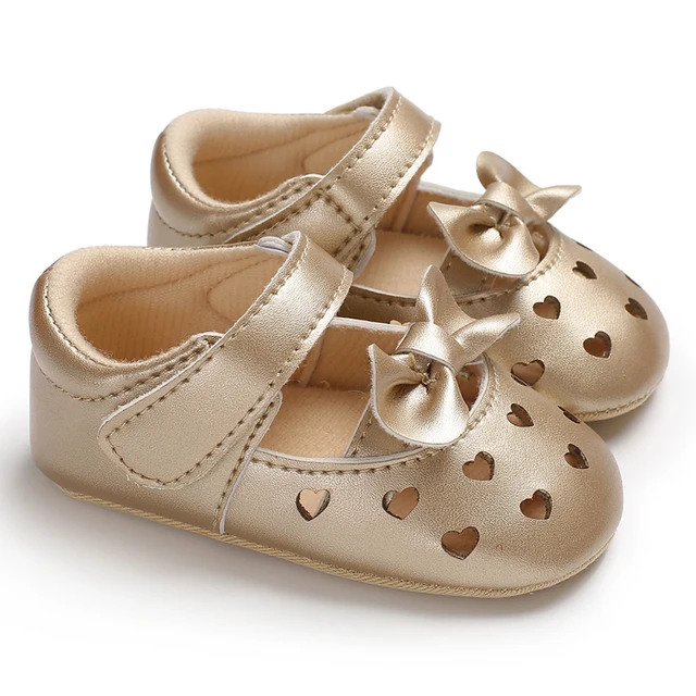 Baby Walking Shoes Golden Baby First Walkers Shoes Gold Princess Shoes Comfortable Soft Soled Non Slip Walking Shoes Pre-Walkers C-478 golden