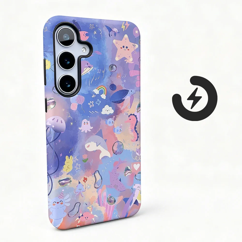 Magnetic Cartoon Pattern 2-in-1 Phone Case with Film Cover