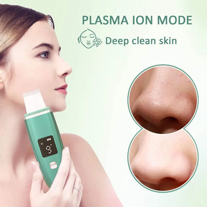 Face Skin Scrubber Blackhead Remover Pore Cleaner Facial Scrubber Spatula EMS Skin Lifting Beauty Device for Deep Cleansing
