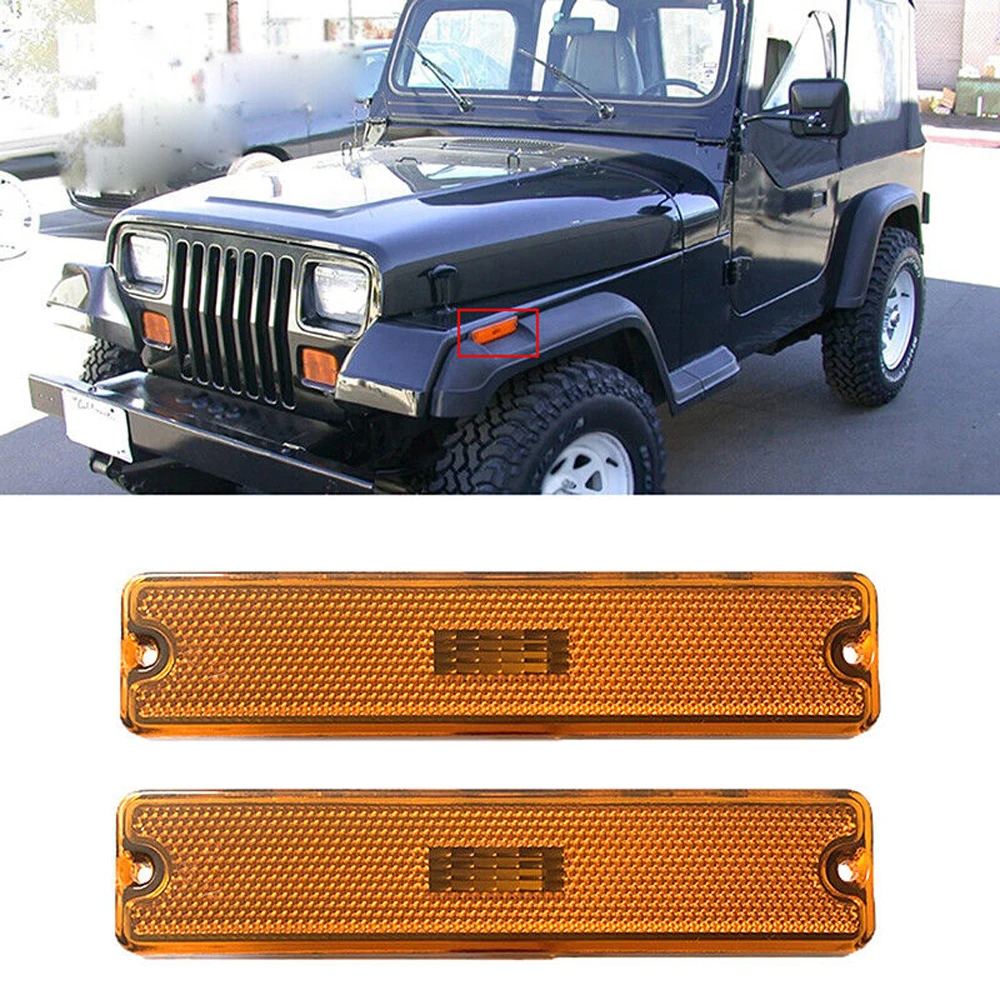 

2pcs Front Side Marker Lights Housings For Wrangler YJ 1987-1995 Side Marker Lamps Amber Pair Left And Right ABS Housing Tools