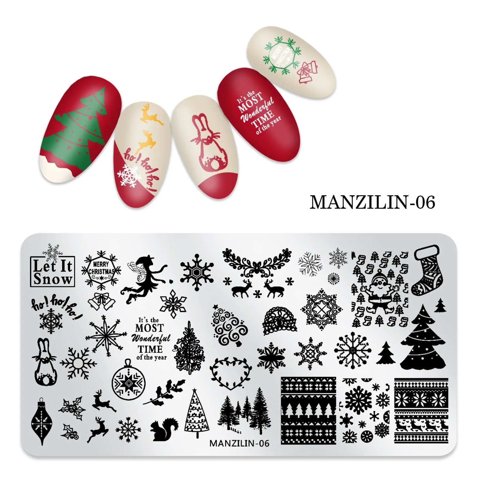 1PC Christmas Series Nail Stamping Plate Summer Christmas Tree Snowman Stamp Template Nail Art Printing Stencils Tools 4