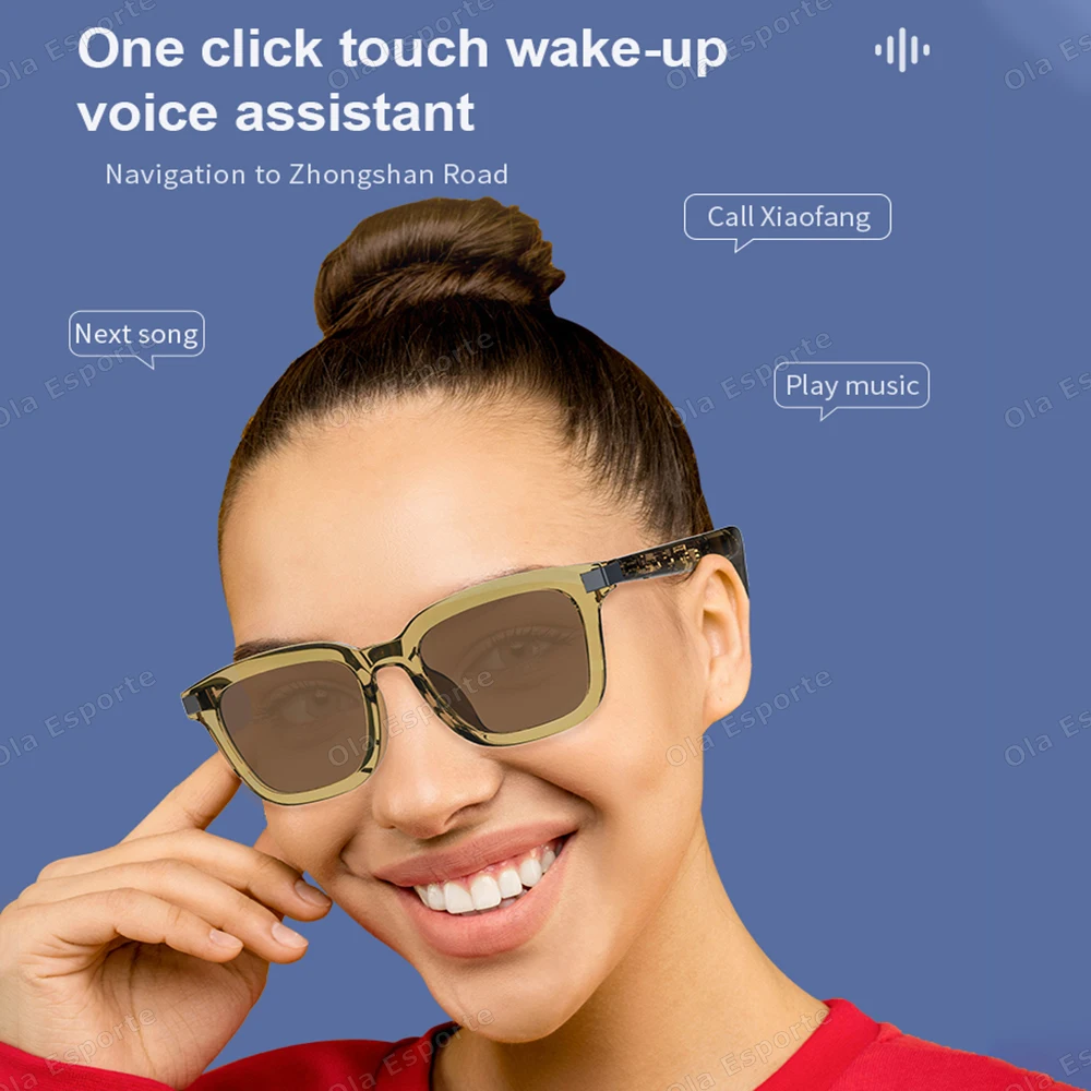 Outdoor Smart Glasses Polarized Sunglasses Bluetooth Call Music glasses IPX4 Waterproof Control camera Ear Headphones Women Men