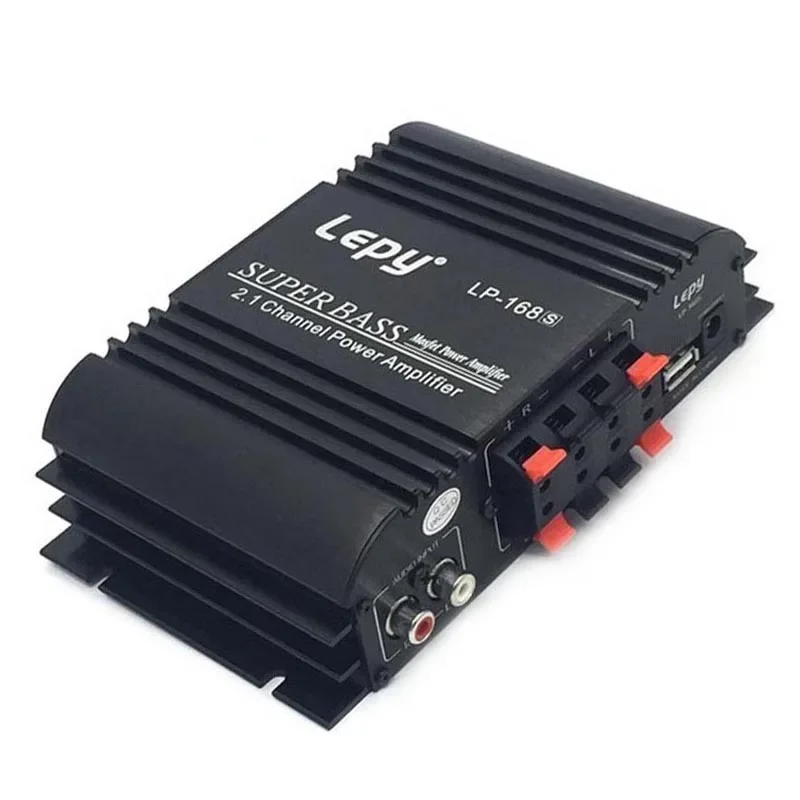 12V Power Subwoofer 2.1 Channel Car Amplifier Lepy LP-168S Auto Audio Bass Output HiFi Stereo Sound With AUX Function LoudSpeake audio amplifier
