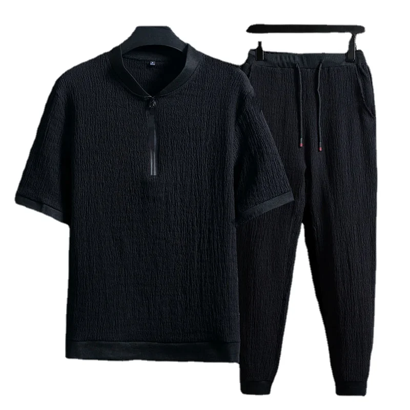 

Men's Sets Hot Sale Comfortable Breathable Short Sleeve Outdoor Daily Hang Sports Casual Cotton and Linen Set