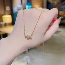 

Bow Candy Necklace Fashion Sweet Zircon Pendant Stainless Steel Necklace Women's Choker Necklace Elegant Wedding Girls Jewelry