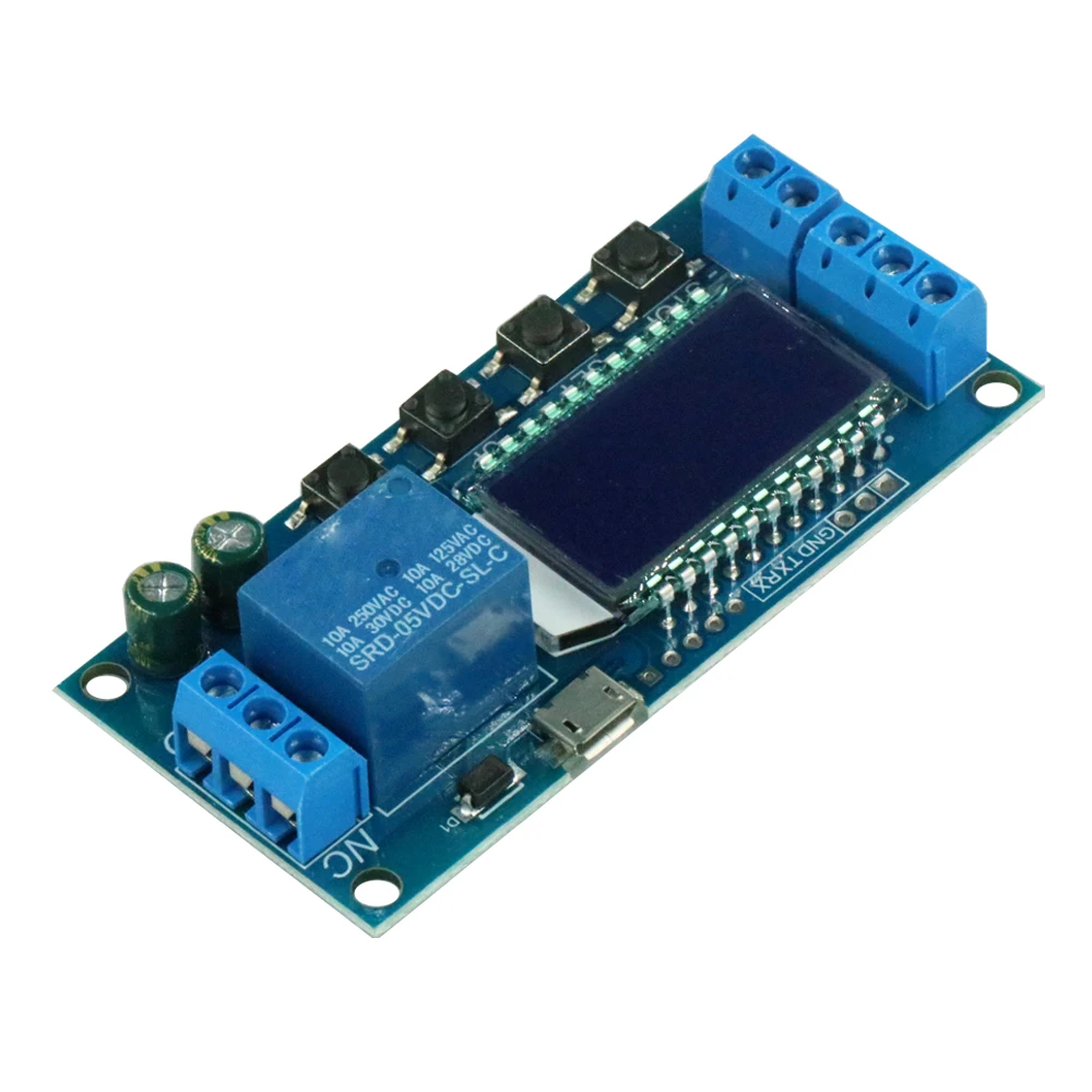 

6-30 в микро-USB цифровой ЖК-дисплей релейный модуль с задержкой времени переключатель с таймером зеркальный модуль