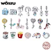 WOSTU 925 Sterling Silver Women Boy Girls Pet Camera Bee Charm Coffee Ladybug Beads Fit DIY Original Bracelet Pendants Jewelry 1