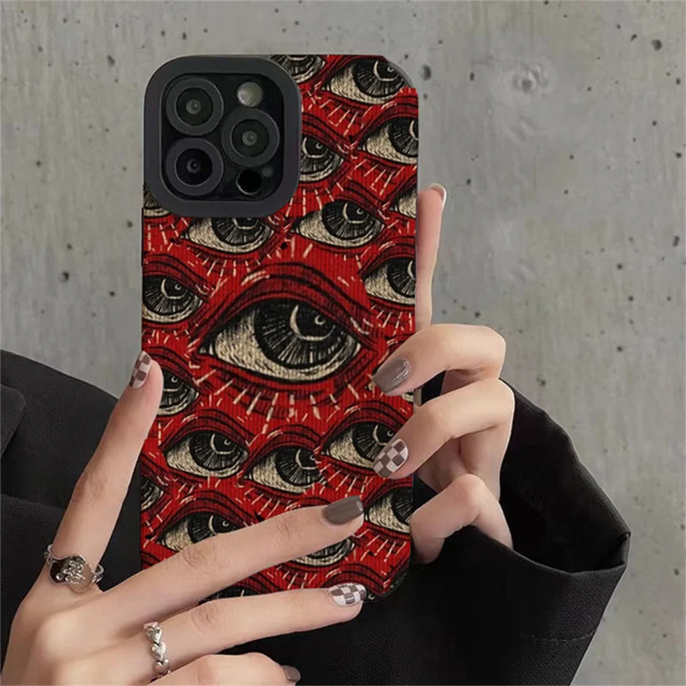 thumbnail image 1 of Fashion Spooky Scary Red Eye Silicone Case For iPhone 13 14 15 Pro Max 11 12 Mini SE 7 8 Plus X XR XS MAX Soft Shockproof Cover, 1 of 4