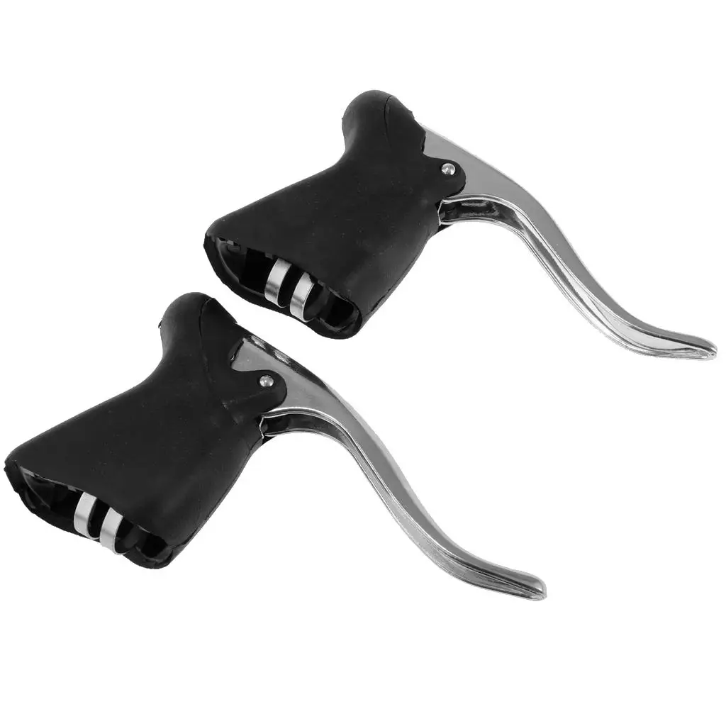 1 Pair Road Bike Drop Bar Brake Levers Cycling Bent Brake Handles Handbrakes Fixed Gear fits for 22.2 - 23.8mm Handl