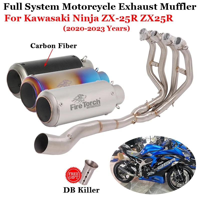 

For Kawasaki Ninja ZX-25R ZX25R ZX 25R 2020 - 2023 Full System Exhaust Escape Modified Front Mid Link Pipe Motorcycle Muffler