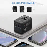 LENCENT 65W/100W GaN International Travel Adapter with 2USB 3 Type C GaN Fast Charging Adapter with EU AU US UK Plug for Travel - Image 6