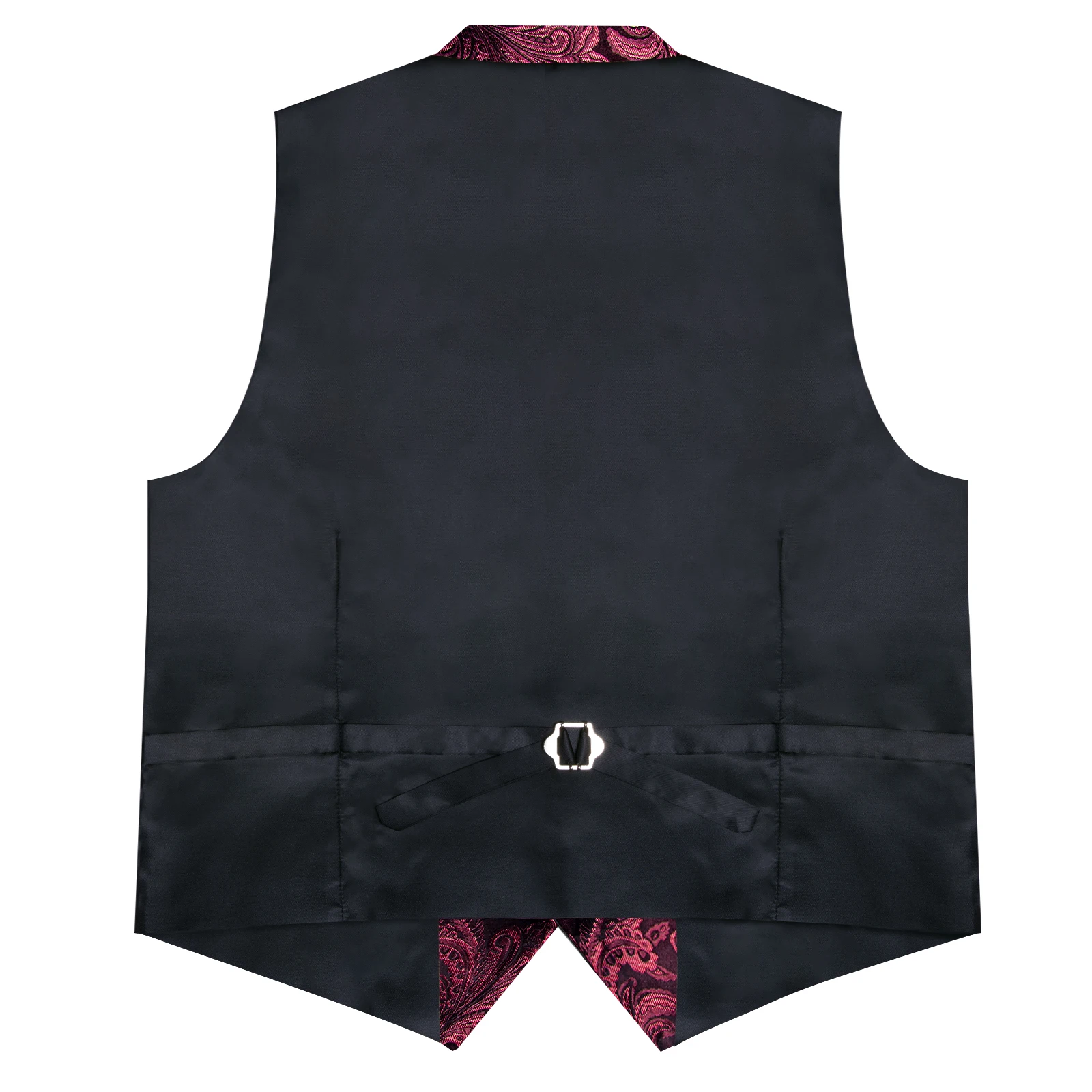 Designer Men's Suit Vest Red Paisley Wedding Party Silk Waistcoat Neck Tie Handkerchief Cufflinks Gilet Men Clothing DiBanGu 5
