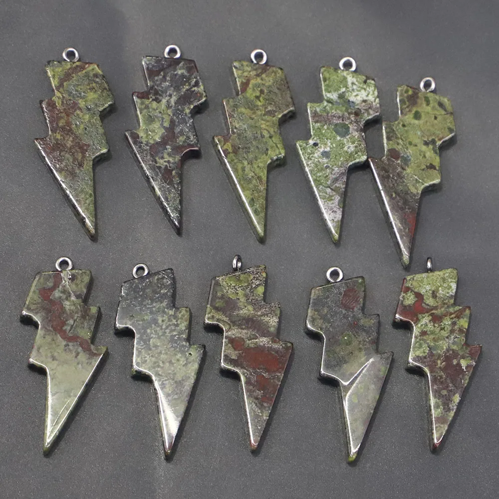 42x20MM Natural Stone Lightning Pendants Charms  for Healing Crystals Necklaces Jewelry Making 10pcs Wholesale
