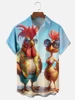 Summer Men's Short Sleeve Shirt Cartoon Chicken Print Men's Hawaiian Short Sleeve Shirt Seaside Fashion Men's Casual Shirt 6