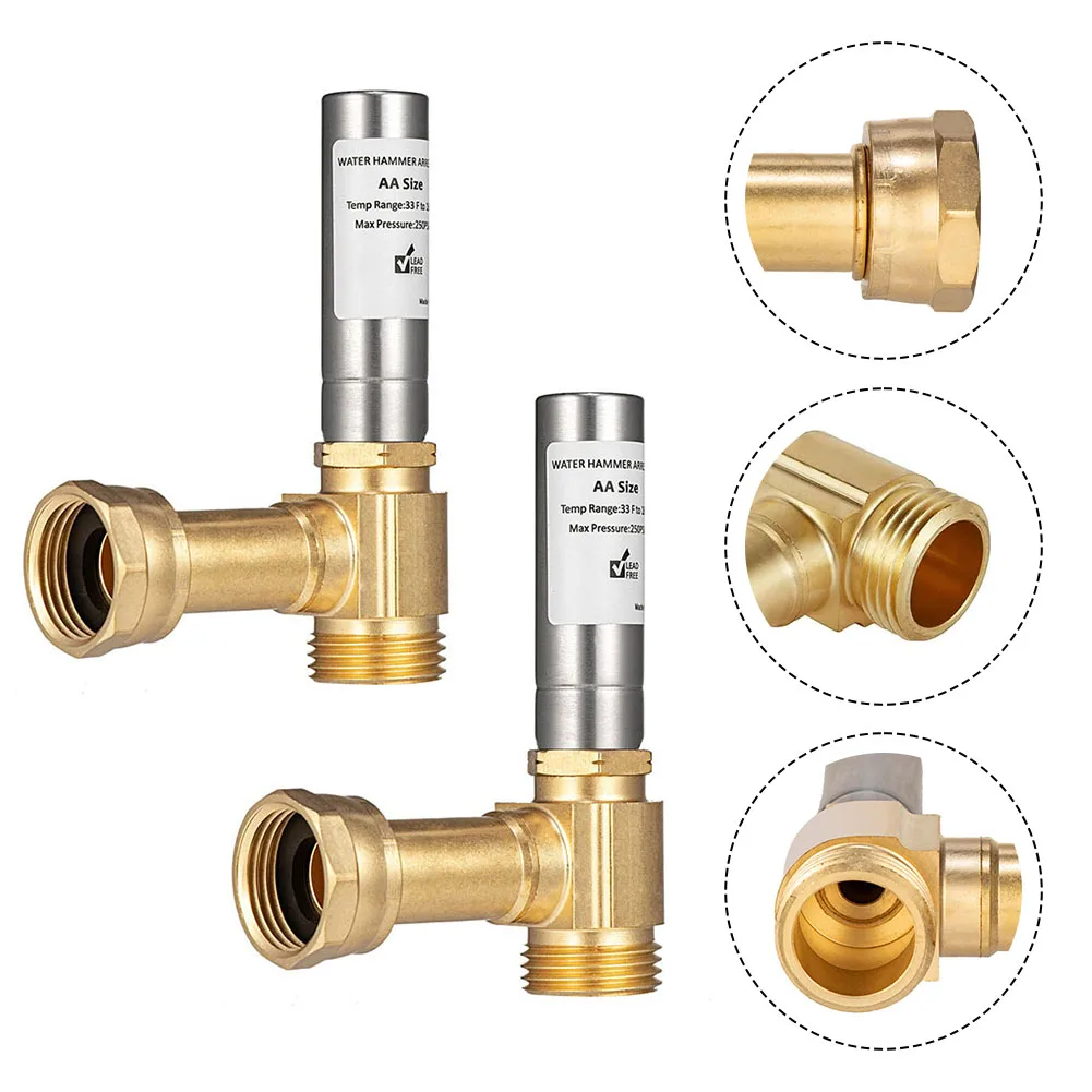 Reduces Noise Stainless Steel Angle Water Hammer Arrestor Washing Machine Angle Water Hammer Arrester 3/4" Malex3/4" Female