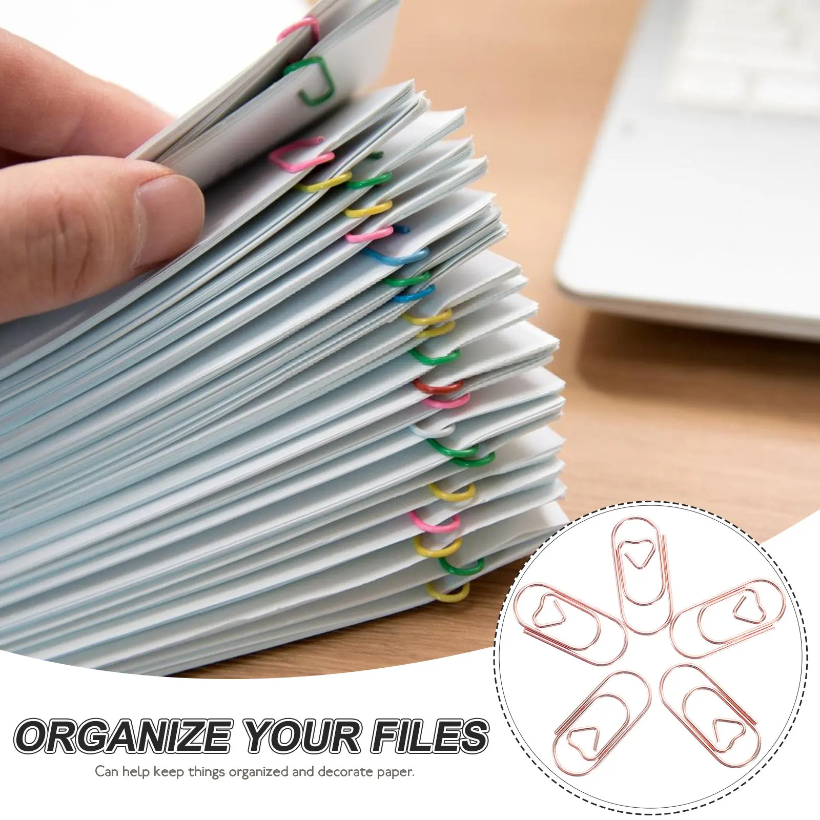 150Pcs 하트 모양의 종이 클립 사무실 문서 조직을위한 창조적 인 금속 클립 귀여운 장식 종이 클램프