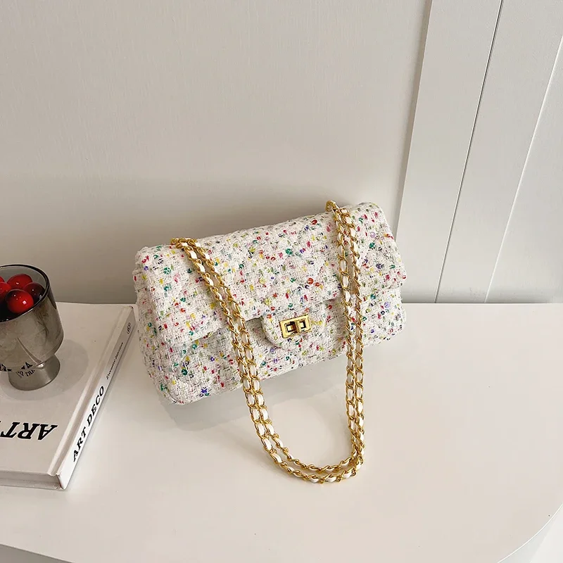 Fashion Women Small Canvas Chain Shoulder Bag High...