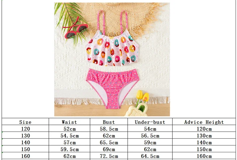 Children's Swimsuit Split 2 Pieces Swimming Suits Girl Bikini Set Flouncing Baby Briefs Swimsuit Girl Swimwear Kids 5-14 Years - 6