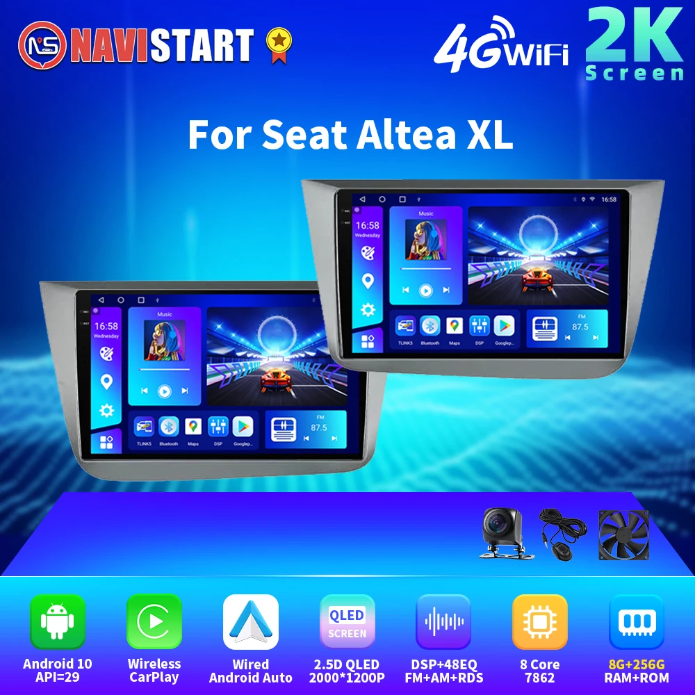 

NAVISTART Car radio For Seat Altea XL 2004-2015 Carplay Android Auto 2din Car Stereo Multimedia player 4G Wifi GPS Navigation