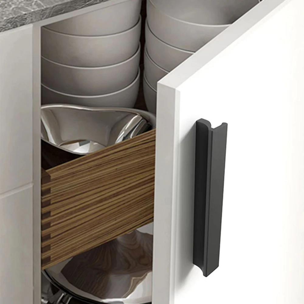 Black Gold Grey Kitchen Drawers Pulls Aluminum Alloy Furniture Handles Cupboard Wardrobe Pulls Handles for Kitchen Accessories cabinet handles
