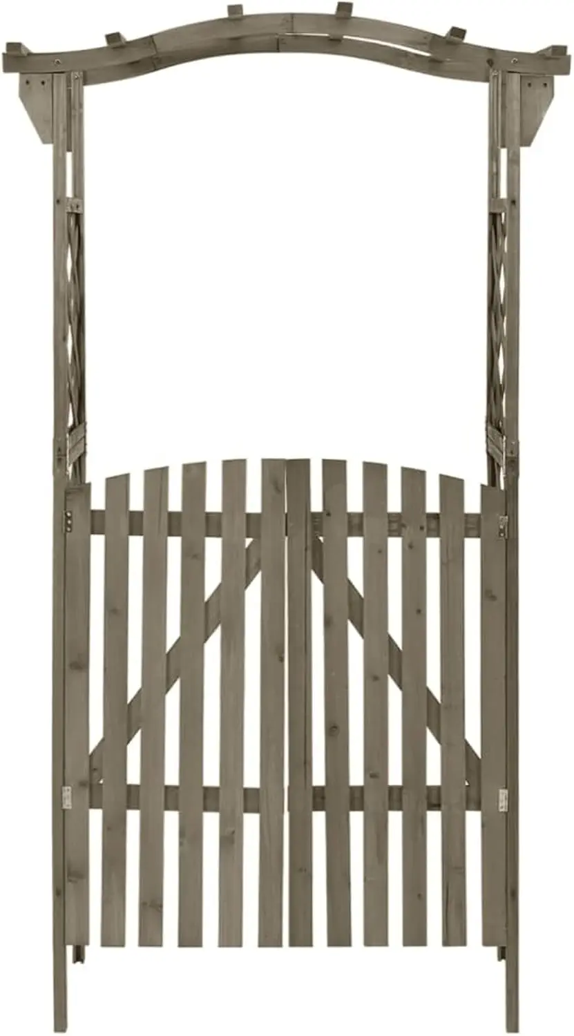 Garden Arch Arbor Trellis with Gate, Pergola Planter Plant Support Archway for Climbing Raised Bed, Garden Arch Wedding Party De