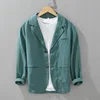 70% Linen 30% Cotton Anti-wrinkle Blazers Vintage Japan Style Spring Autumn Fall Casual Business Thin Coats 24SS Y2k Youth Male 4