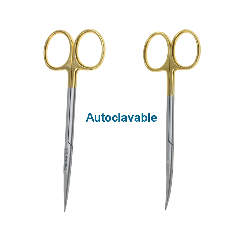 

Pointed Tissue Scissors Stainless Steel Straight Curved Scissors Golden Handle Scissors 10cm/11cm/12.5cm/14cm Autoclavable