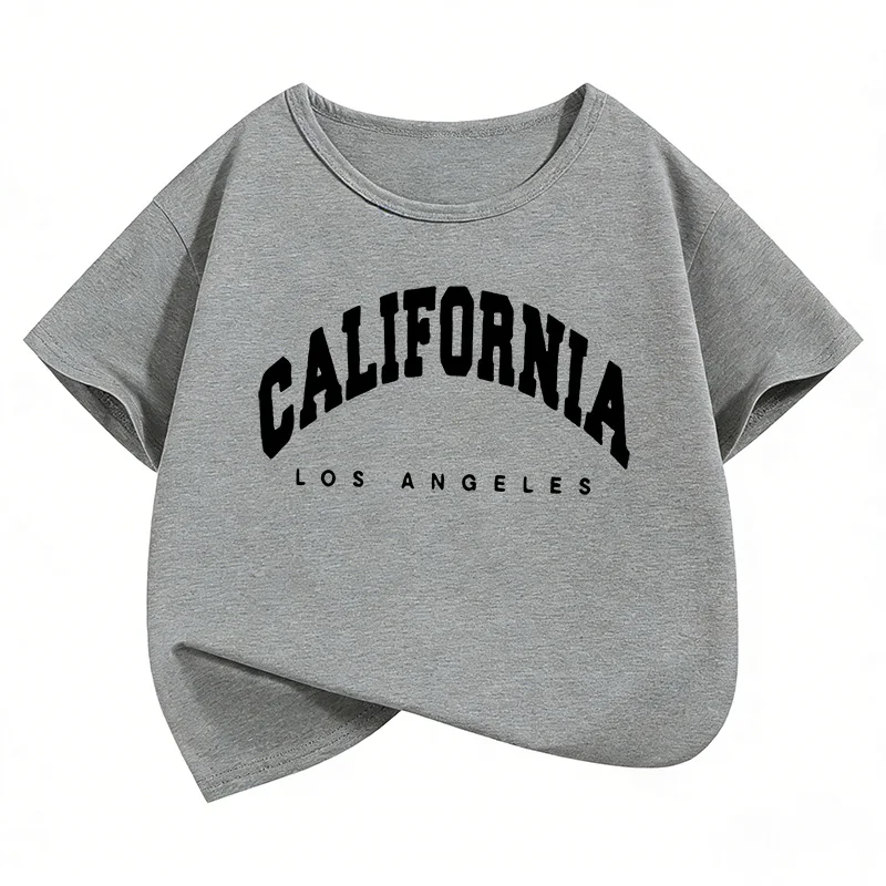 캘리포니아 로스앤젤레스 레터 프린트 티셔츠 패션 키즈 아동 티셔츠 남아 여아 여름 봄 캐주얼 탑 티셔츠