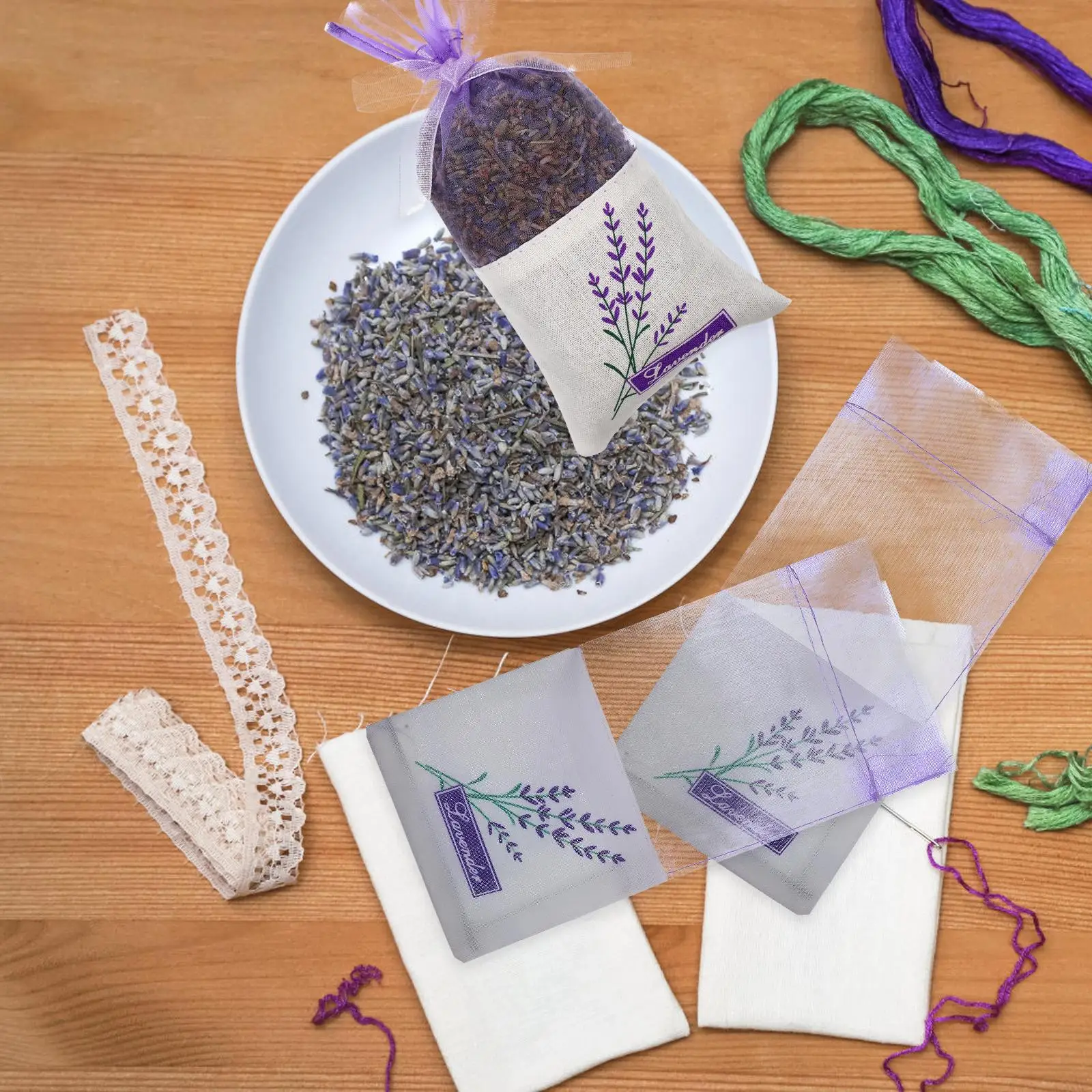 30 Pcs Poo Bags Sachets Empty Fragrance Lavender Scented Drawstring Violet Baby