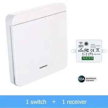 무선 스위치 RF 433Mhz 인터럽터 조명 스위치 리모컨 86 벽 패널, 램프 LED 선풍기, 10A 110V-220V 리시버