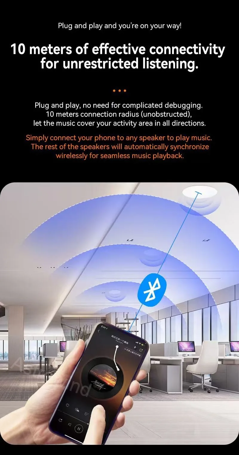 Colunas de teto bluetooth sem fios para áudio de casa_voghion.com